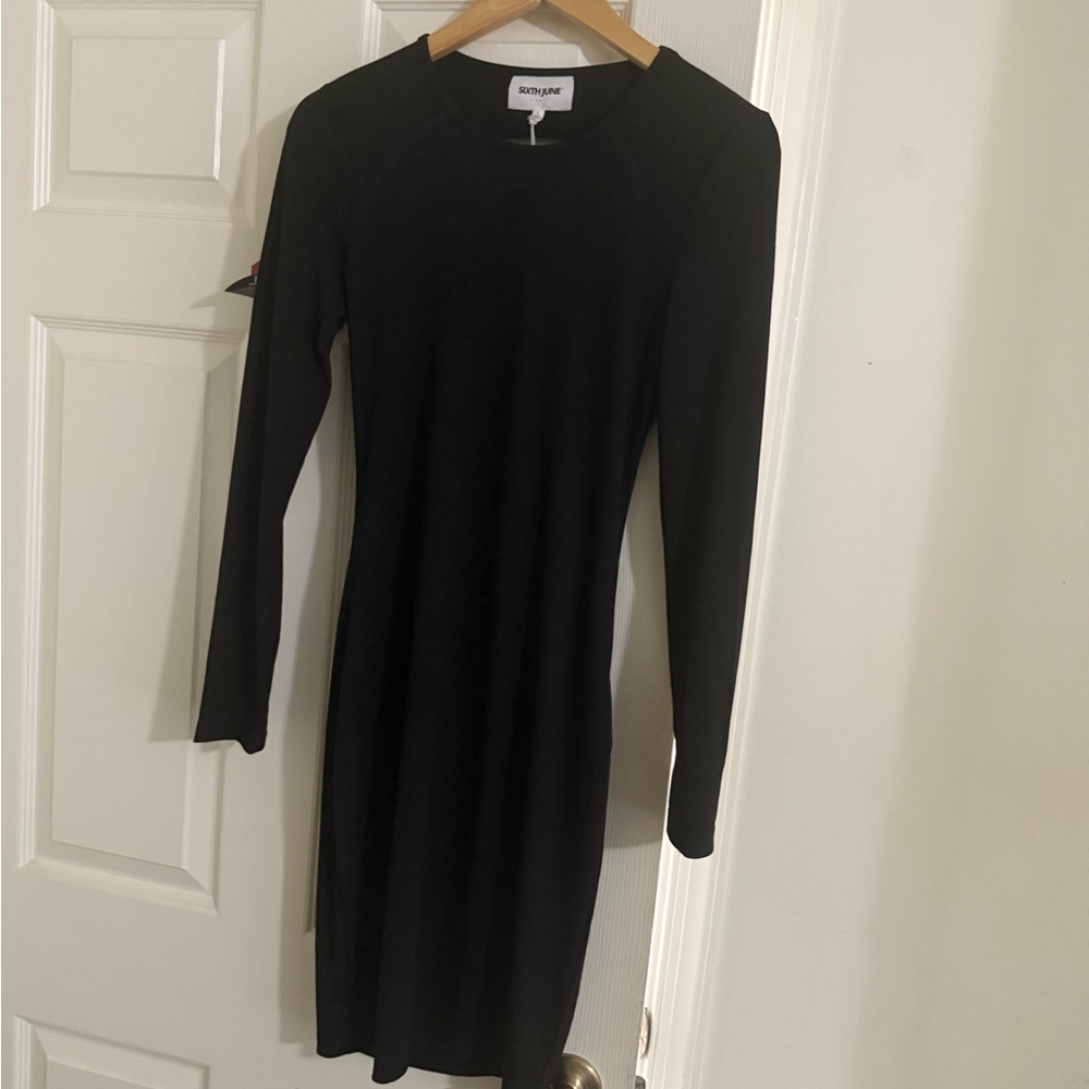 June Sixth Black Long Sleeve Dress